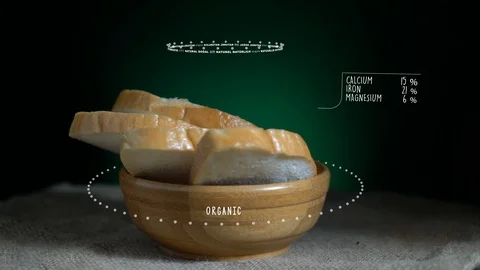 Infographic of White Bread with vitamins, microelements minerals. Energy Video stock 103183489