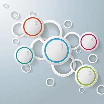 Infographic white rings five colorful cricles Stock Illustration