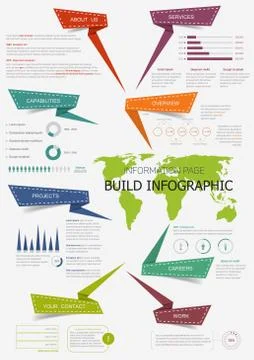 Infographic with world map for presentation design Stock Illustration