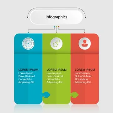 Infographics of 3 elements banner,presentation timeline template step option 스톡 일러스트