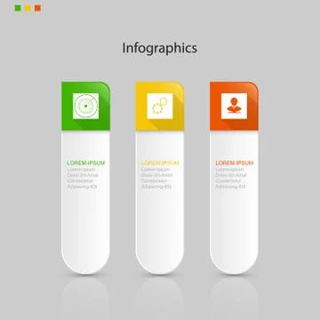 Infographics  3 elements ,step or process presentation timeline template 库存插图