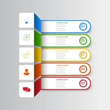 Infographics of 5 elements horizontal business data visualization banner opti 스톡 일러스트
