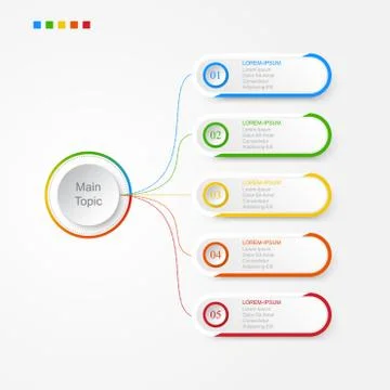 Infographics of 5 elements horizontal ,presentration timeline template step o 스톡 일러스트