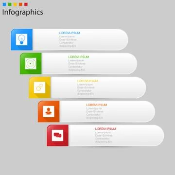 Infographics  5 elements horizontal ,step or process presentation timeline te イラスト素材