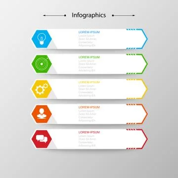 Infographics  5 hexagonal elements Infographic design vector Business concept Stock Illustration