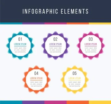 Infographics 5 Objects circle elements for business information design Stock Illustration