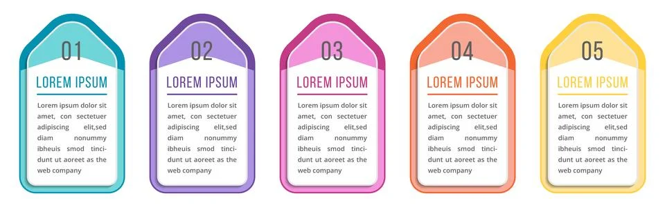 Infographics 5 Objects circle elements for business information design template Illustrazione stock