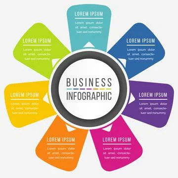 Infographics 7 options or steps design template for business information Stock-Illustration