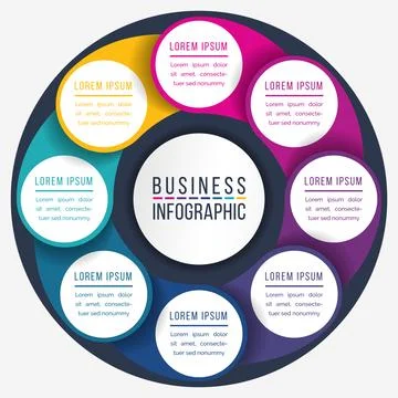 Infographics 8 options or steps design template for business information Stockillustratie