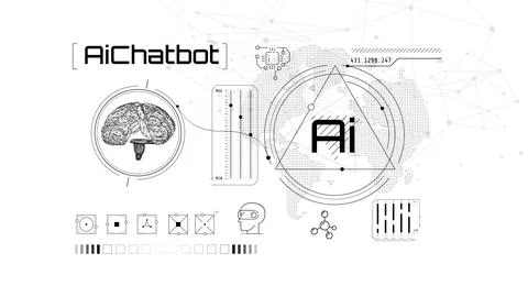 Infographics about the development and training of artificial intelligence. Stock Illustration