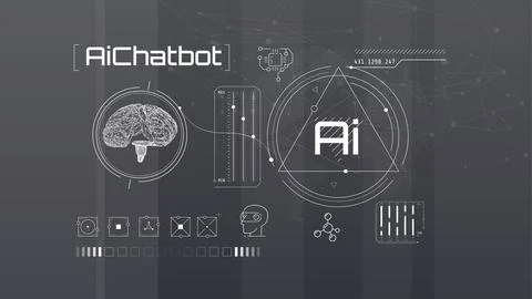 Infographics about the development and training of artificial intelligence. Stock Illustration