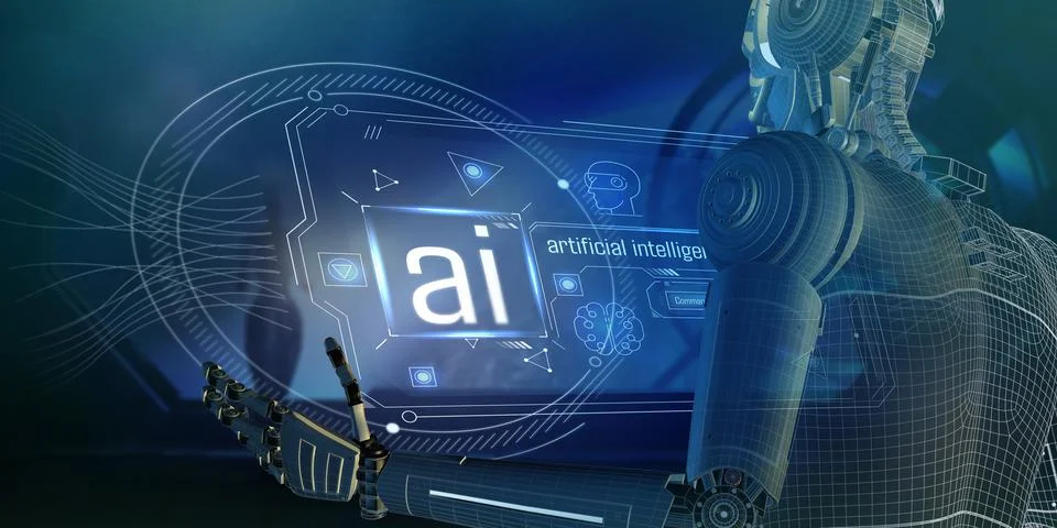 Infographics about entering an network using artificial intelligence. Illustrazione stock