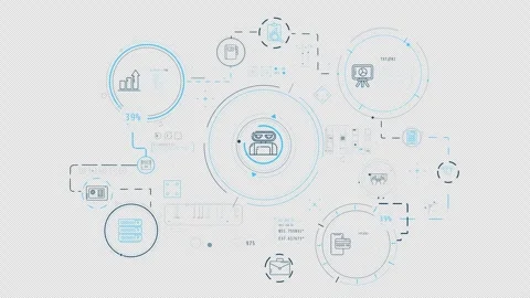 Infographics of AI in business process management, animated schema. Stock Footage 293658376