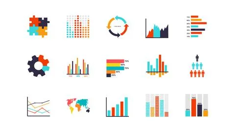 Infographics analysis chart. Modern presentation diagram objects, analytics Stock Illustration