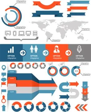 Infographics and statistic elements and icons Stock Illustration