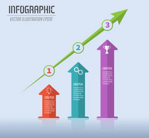 Infographics with arrows. Dynamic development, the path to success, the impro Stockillustratie