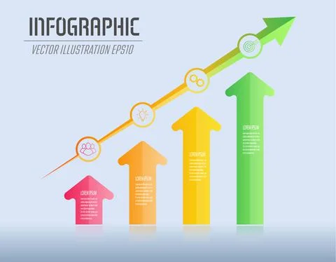 Infographics with arrows. Dynamic development, the path to success Stockillustratie