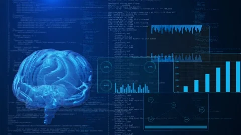 Infographics. Artificial intelligence technology, 5g networks. Automation AI Stock Footage 258649247