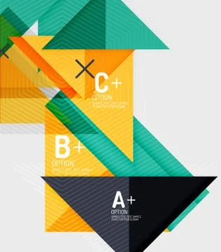 Infographics with a b c steps, option workflow layout diagram, triangle Illustrazione stock