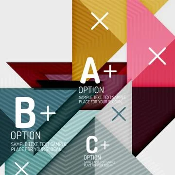 Infographics with a b c steps, option workflow layout diagram, triangle Illustrazione stock
