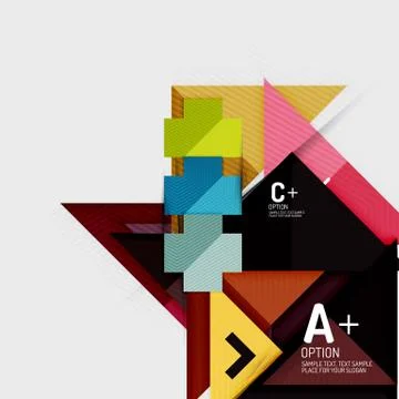 Infographics with a b c steps, option workflow layout diagram, triangle Stock Illustration