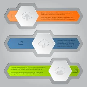 Infographics background with hexagon elements and cloud icons 스톡 일러스트