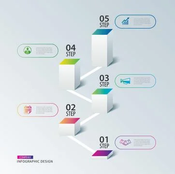 Infographics box square with 5 data timeline template. Vector illustration ab イラスト素材