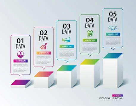 Infographics box square paper with 5 data template. Vector illustration abstr イラスト素材