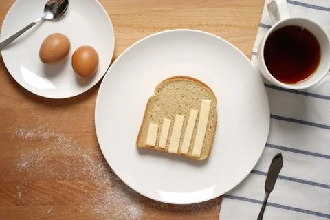 Infographics on the breakfast table Stock Photos