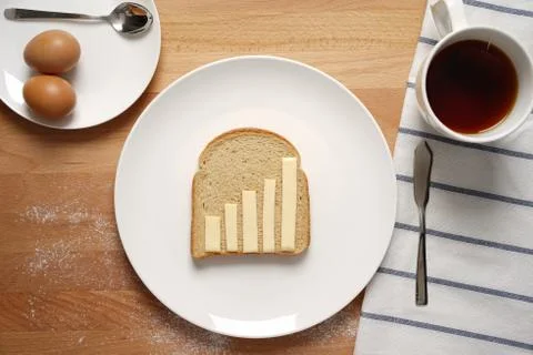 Infographics on the breakfast table Stock Photos