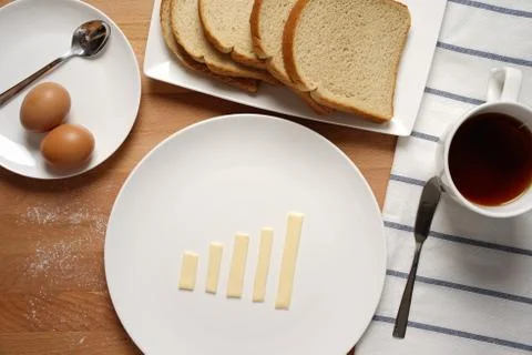 Infographics on the breakfast table Stock Photos