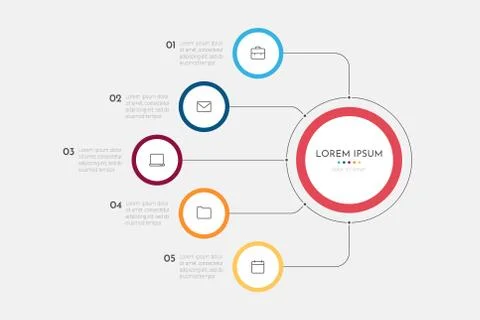 Infographics business process with 5 steps or options circles. イラスト素材