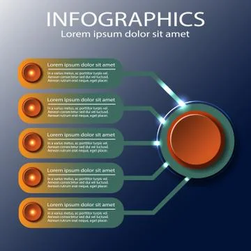 Infographics button. Technology. Visualization of business data. Process scheme 스톡 일러스트