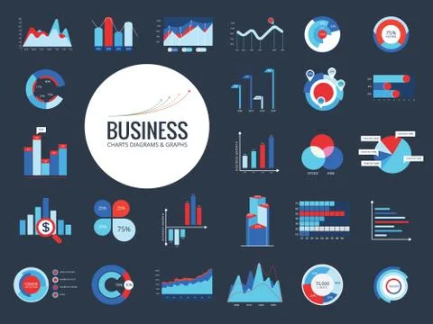 Infographics Chart Set. Charts Result Graphs Icons Statistics Financial Data EPS Stock Illustration