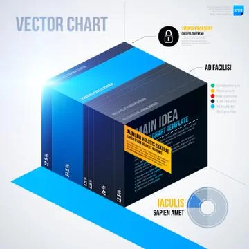 Infographics chart template with isometric cube. EPS10 Ilustración de archivo