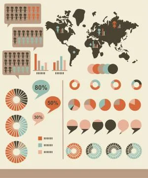 Infographics charts with world map 스톡 일러스트