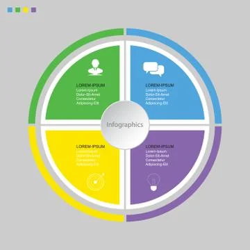 Infographics circle of 4 elements , presentation timeline template step optio 스톡 일러스트