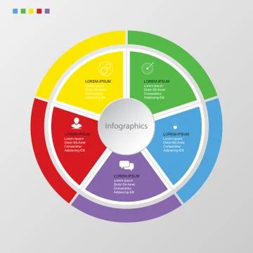 Infographics circle of 5 elements , presentation timeline template step optio イラスト素材