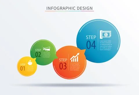 Infographics circle number 4 step template. Vector illustration background... Stock Illustration