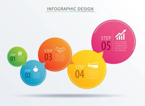 Infographics circle number 5 step template. Vector illustration background... Stock Illustration