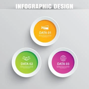 Infographics circle paper with 3 data template. Vector illustration abstract  Stock Illustration