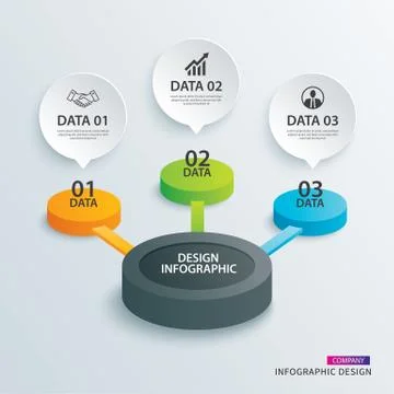 Infographics circle paper with 3 data template. Vector illustration abstract  Ilustración de archivo