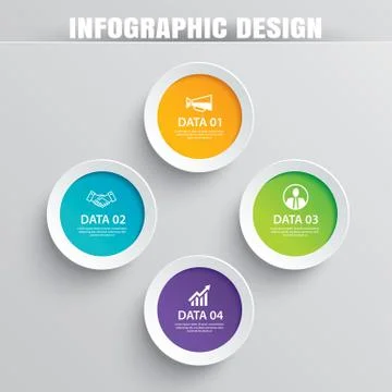 Infographics circle paper with 4 data template. Vector illustration abstract  Stock Illustration
