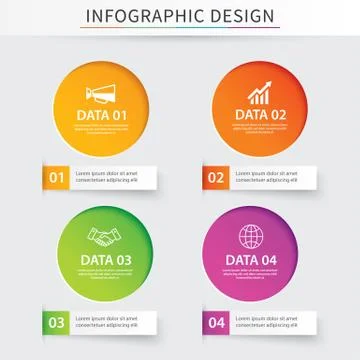 Infographics circle paper with 4 data template. Vector illustration backgroun Stock Illustration