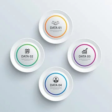 Infographics circle paper with 4 data template. Vector illustration abstract  Stock Illustration