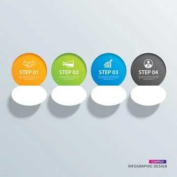Infographics circle paper with 4 data horizontal template. Vector illustratio Ilustración de archivo