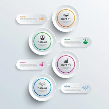 Infographics circle paper with 4 data template. Vector illustration abstract  Stock Illustration