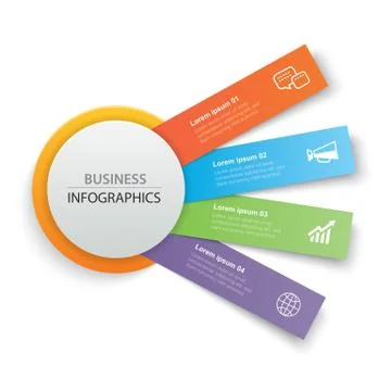 Infographics circle paper with 4 data template. Vector illustration abstract  Ilustración de archivo