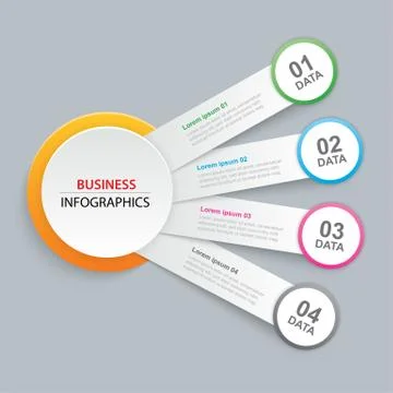 Infographics circle paper with 4 data template. Vector illustration abstract  Stock Illustration