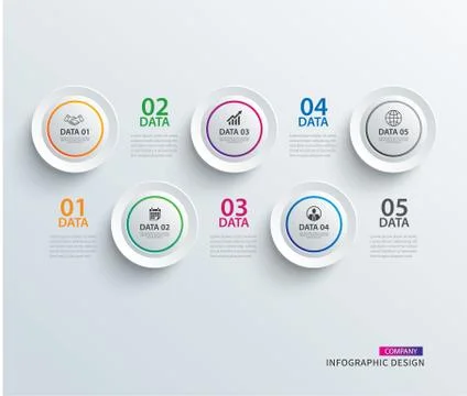 Infographics circle paper with 5 data template. Vector illustration abstract  Stock Illustration
